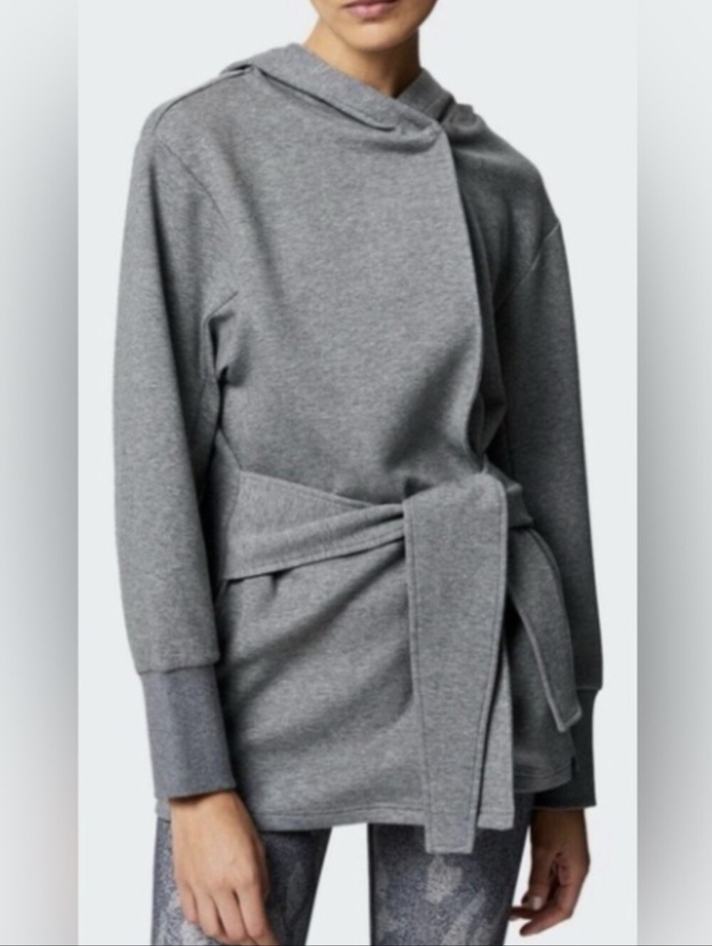 Varley Cove Hooded Wrap Jacket Small Gray Belted Cozy Athleisure Yoga Cardigan